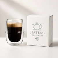Tasse à café en verre borosilicate double paroi résistant à la chaleur, sans anse ni couvercle, pour crème glacée et thé au lait