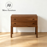 Table de chevet rectangulaire moderne à 2 tiroirs, couleur noyer, en bois, large, style nordique, table d'appoint pour salon, armoire décorative