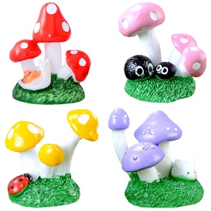 Resin Animal on <b>Mushroom</b> Mini Figurine Miniatures for Landscape Decorations Moss Plant Charm Desktop Ornaments DIY Accessories - Product Image 1