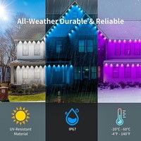 Iluminación Navideña Permanente IP67 con Controlador Inteligente Wifi, Luces LED para Exteriores de Casa, Luces Navideñas Permanentes para Exteriores