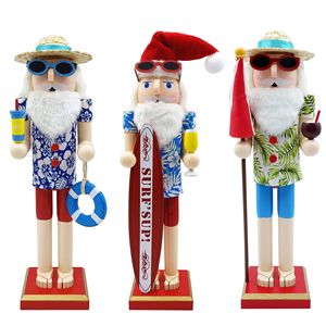 Décoration de fête tropicale de Noël en juillet, <span class=keywords><strong>casse</strong></span>-<span class=keywords><strong>noisette</strong></span> en bois de noix de plage, soldat hawaïen, Père Noël en bois - Product Image 1