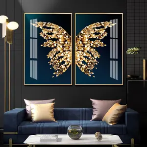 Wohnzimmer Dekor Nordische Bilder Abstrakte Goldene Bunte Schmetterlings flügel Gold Schmetterling Wand kunst