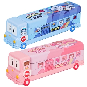 2026 Multifunktionale Kreative Schreibbox für Kinder - Dreischichtiger Stifthalter in Schulbus-Form für Jungen - Product Image 4