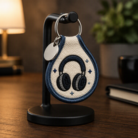 Porte-clés brodé en polyester double face avec logo personnalisé, fabrication directe d'usine, cadeau pour les amateurs de musique