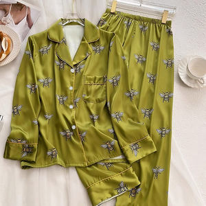 Nuovo senso avanzato di <span class=keywords><strong>pigiama</strong></span> con stampa animalier modelli primavera ed estate da donna pantaloni lunghi a maniche lunghe in seta di ghiaccio Set di due pezzi - Product Image 2