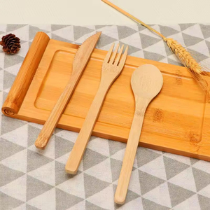 Bạch dương gỗ dùng một lần thìa gỗ ngã ba dao phân hủy sinh học gỗ Bộ đồ ăn thiết lập dao kéo cho Đảng cắm trại khách sạn ăn được - Product Image 4