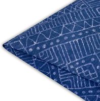 Parure de draps 4 pièces en microfibre bleu marine à imprimé géométrique, motif tribal losanges, comprenant drap-housse, drap plat et 2 taies d'oreiller