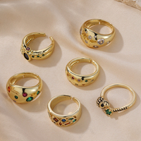 De Oval Cut Colorful Cubic Zirconia Ring Brass Colorful Gemstone Zirconia Rings Gemstones 5A Cubic Zirconia Brass Rings