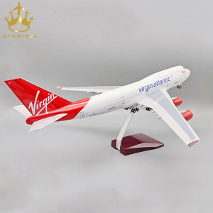 Regalo Empresarial, Modelo de Avión <span class=keywords><strong>Boeing</strong></span> <span class=keywords><strong>747</strong></span> Virgin Girl de 47CM 1/150 con Luces LED Activadas por Sonido y Ruedas de Aterrizaje - Product Image 5