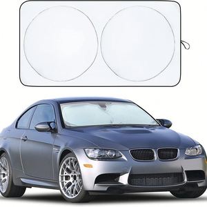 Cross-border Sun protection Car Front Windshield Double-ring Sunshade Titanium Silver Film Foldable Car <b>Window</b> <b>Cover</b> Solid Color - Product Image 5