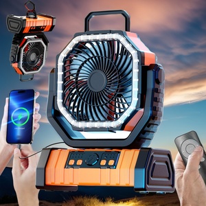 Nouveau ventilateur solaire de camping rechargeable par USB 20000 mAh avec lumières LED, oscillation automatique, pour tente extérieure et utilisation en voiture, en plastique, modèle 2025 - Product Image 1