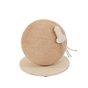 Cat Scratch Board Wholesale Cat Sisal Board Scratch Board Interactive Toy With Spring Feather Sisal Wooden Ball