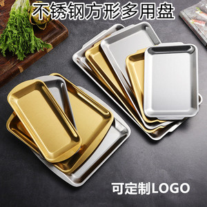 ถาดเสิร์ฟสแตนเลสสีทองทรงสี่เหลี่ยมแบบตื้นสำหรับใช้ในโรงแรมและครัวเรือน - Product Image 5