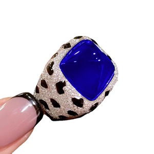 <span class=keywords><strong>Bague</strong></span> de fiançailles et de mariage luxueuse en diamant bleu roi et rouge vif, style punk, en forme de léopard, grande <span class=keywords><strong>tour</strong></span> de sucre, 17 carats, entièrement sertie de diamants - Product Image 5