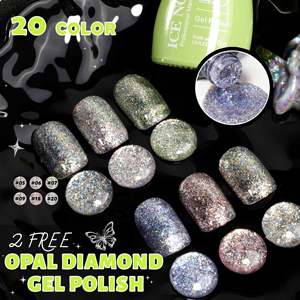2 Esmaltes de <span class=keywords><strong>Gel</strong></span> con Diamantes de Ópalo Gratis, 20 Colores de Brillo Holográfico Brillante para Arte de Uñas de Lujo, Fórmula Segura Sin HEMA/TPO - Product Image 3