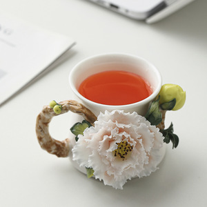 Taza de Cerámica Artesanal con Flores, Patrimonio Cultural Inmaterial, Elegante Taza para Café o Té, Regalo de Cumpleaños o Festividades para Mujeres y Madres - Product Image 2