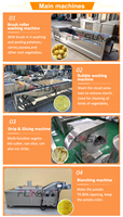Volledig automatische productielijn voor het frituren van diepvriesproducten, zoals diepvriesfrieten en kipnuggets.