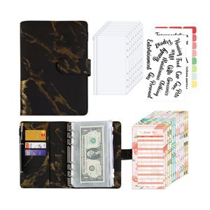 <b>Wholesale</b> <b>A6</b> Leather <b>Budget</b> <b>Binder</b> Set Cash Envelope Planners with Expense Sheets and Label Stickers-Gift Option - Product Image 4