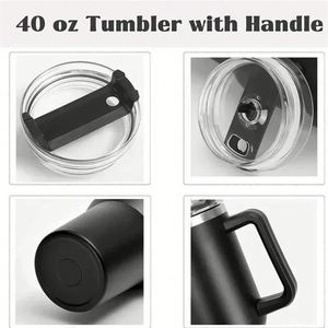 Vaso Térmico de Acero Inoxidable de 40oz con Aislamiento al Vacío, Asa y Popote, Mantiene Bebidas Calientes/Frías de 6 a 12 Horas, Portátil, Estilo Americano, para Viajes - Product Image 2