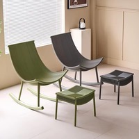 Fauteuil à bascule en plastique de style nordique avec dossier inclinable pour salon, cour, balcon |   Léger, durable et personnalisable
