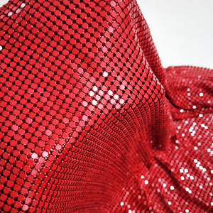 Pintura en aerosol metálica Tela de malla de lentejuelas de metal de aluminio rojo oscuro para vestido de cota de correo - Product Image 4
