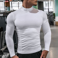 T-shirt de sport athlétique personnalisé pour homme, t-shirt de compression à manches longues pour homme, sous-vêtement de course et de gym