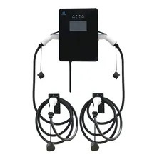 Nouvelle borne de recharge murale pour véhicules électriques, double prise AC 22KW/44KW, entrée 380V, normes européennes et nationales Type 1/2, noire - Product Image 3