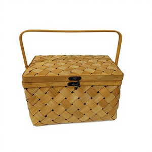 Panier de rangement tressé en bois fait main pour la Fête des Bateaux-Dragons, boîte cadeau Zongzi, 32x22x19cm, modèle 101, poignée unique - Product Image 1