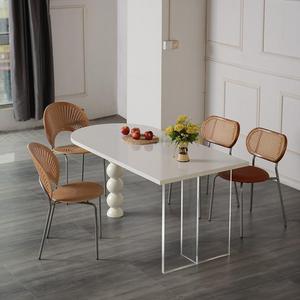 Crema vento semi-ovale in legno massiccio pannello rock ristorante piccola unità contro la parete acrilico floating isola <span class=keywords><strong>tavolo</strong></span> - Product Image 2