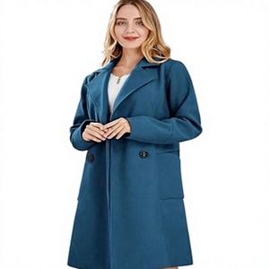 Manteau long en polaire rose pour femme, décontracté, d'hiver, à manches longues, col rabattu, ouvert sur le devant, épais, couleur unie - Product Image 1