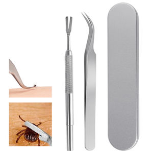 WELLFLYER <span class=keywords><strong>PETE</strong></span>-073 Pet Dog Tick Remover Kit Pet Acier Inoxydable Gratter Tick Tool Puce Extracteur Pincettes Chien Tick Remover - Product Image 2