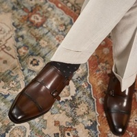 Style italien Qualité supérieure Personnalisable Chaussures de mariage pour hommes Taille européenne Sangle de moine Slip Plat Fait à la main Robe en cuir véritable