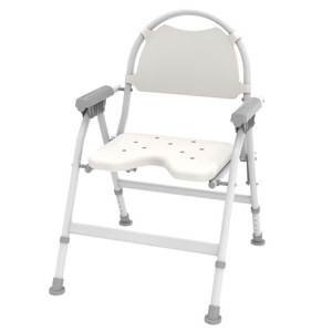 Chaise de douche pliante en aluminium avec accoudoirs et dossier, réglable en hauteur, antidérapante, pour personnes âgées, handicapées et enceintes - Offre Spéciale - Product Image 4