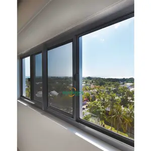 กระจกนิรภัยกันความร้อนหน้าต่างสำหรับใช้ในครัวเรือนกันน้ำได้หน้าต่างบานเลื่อนอลูมิเนียม