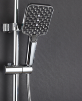 Ensemble de pommeau de douche à main haute pression 3 fonctions, pulvérisateur de douche carré en ABS avec tuyau en acier inoxydable de 1,5 m et support mural