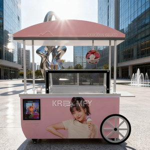 <b>Towable</b> Trolley Showcase Ice Cream Fast Food Vending Cart Outdoor Metal Rust Resistant - Product Image 3