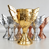Trophée de luxe en alliage d'aluminium gravé en 3D par CNC, coupe de champion en métal avec logo personnalisé pour la cérémonie de remise des prix des ligues de jeux électroniques
