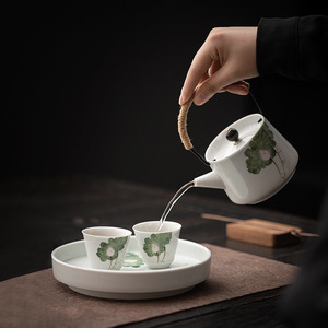 Quick Brew <b>Tea</b> <b>Set</b> With Two <b>Cups</b> Porcelain Teapot And Tray Portable For Business Gifts Dehua County Origin - Product Image 2