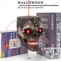 Jouet d'Halloween : Squelette fantôme électrique à induction avec sons effrayants, accessoires de décoration pour maison hantée et pièce secrète, ornements de farce