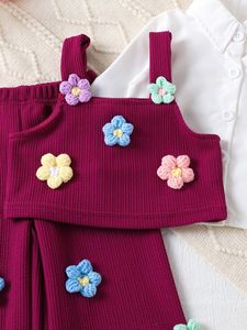 เสื้อผ้าเด็ก ฤดูใบไม้ผลิใหม่ เสื้อแขนยาวเด็กผู้หญิง เสื้อกั๊กและกางเกงสีม่วง-แดง เสื้อผ้าเด็กผู้หญิง 0-3Y - Product Image 3