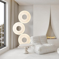 Lampe de sol d'ambiance de style moderne romantique français, décoration créative artistique, simple, circulaire, en tissu blanc