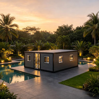 Casa Contenedor de Lujo con Techo Plano, Expandible, de Instalación Rápida, Moderna, Prefabricada, Modular, Villa Móvil para Apartamentos y Parques