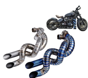 ท่อไอเสียไทเทเนียมทรงบิดสำหรับ <span class=keywords><strong>Triumph</strong></span> <span class=keywords><strong>BOBBER</strong></span> 1200 และไส้กรองอากาศไทเทเนียม - Product Image 1