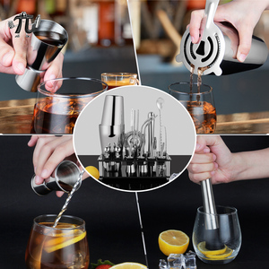 Bộ dụng cụ pha chế cocktail bằng thép không gỉ 20 món Boston, kèm giá đỡ acrylic, dụng cụ quầy <span class=keywords><strong>bar</strong></span>, dùng cho nhà hàng, tiệc tùng - Product Image 5