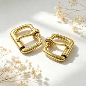 Minimalist Solid Brass <b>Roller</b> Pin Buckle, Polished <b>Metal</b> Hardware, Custom Logo for Leather Belt, Bag Strap & DIY Leather Craft - Product Image 3