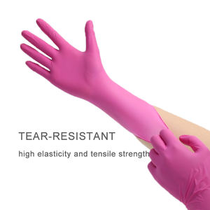 Guantes Desechables de Nitrilo Puro Sin Polvo, 3mil 4mil 5mil, Duraderos, de Grado Alimenticio, Impermeables, Rosados, Tallas XS-S-M-L-XL, para Limpieza de Cocina - Product Image 2