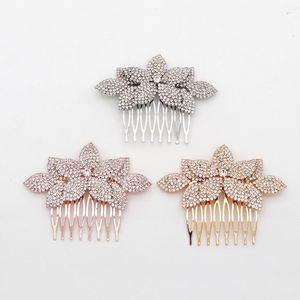 Metall Kristall Blume Blätter Braut Hochzeit oder Prom Haar Kamm Mädchen Zubehör - Product Image 1