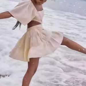 Vestido de Lino de Alta Calidad a Bajo Precio para Mujer, Estilo Sexy, Cuello Cuadrado, Casual, Espalda Descubierta, Mini Vestido de Playa para Verano - Product Image 4