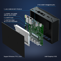 Mini PC personnalisable double cœur I7-10610U, 4 ports USB3.0, boîtier industriel haute performance, sans ventilateur, Win 11, SSD+HDD, 3 ans de garantie