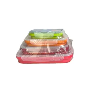 4 adet silikon katlanabilir Bento katlanır gıda saklama kabı sızdırmaz yemek kabı taşınabilir açık piknik
